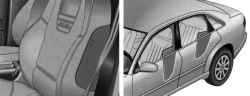 Местонахождение и раскрытие боковой подушки в спинке сиденья водителя и заднего пассажира