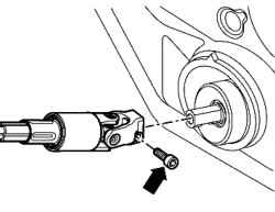 Отсоединение нижней части рулевой колонки от усилителя рулевого управления