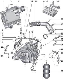 Элементы топливной системы шестицилиндрового двигателя