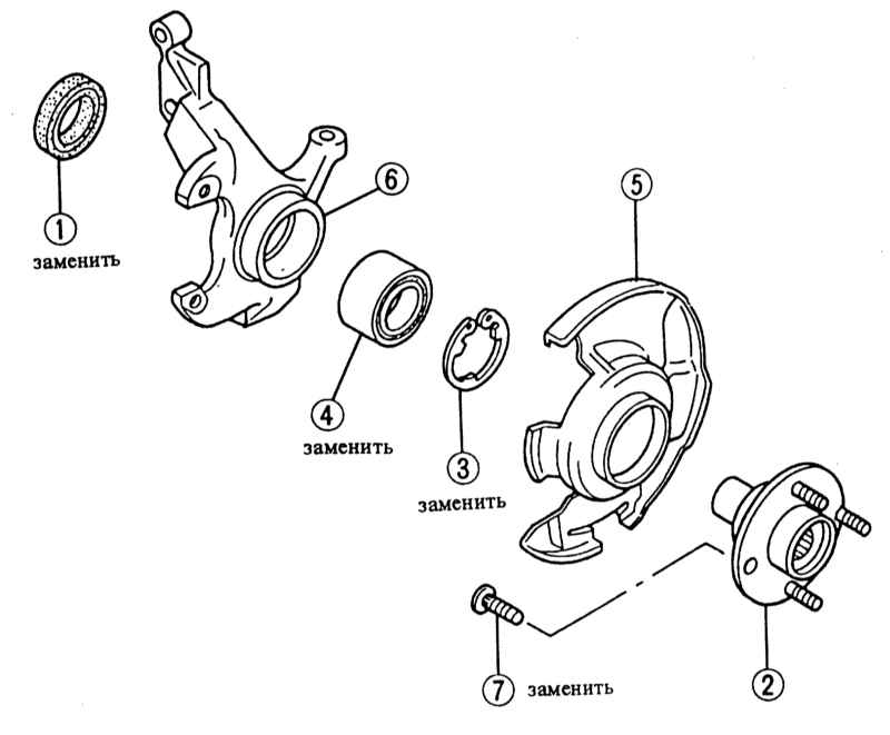 замена подшипника ступицы переднего колеса мазда 6
