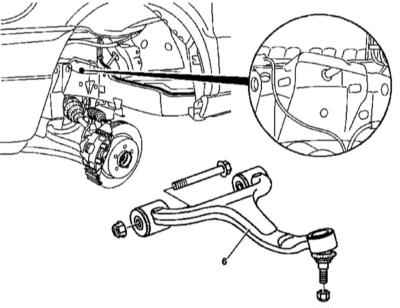 Снятие и установка нижнего рычага передней подвески Nissan Primera то пористая
