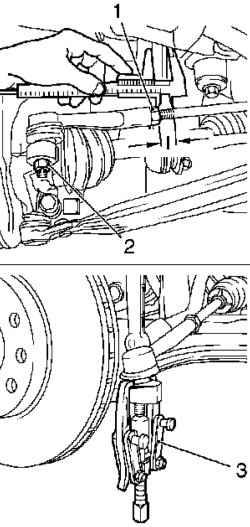 Измерение длины резьбы от контргайки до резьбового конца наконечника рулевой тяги и выпрессовка наконечника рулевой тяги