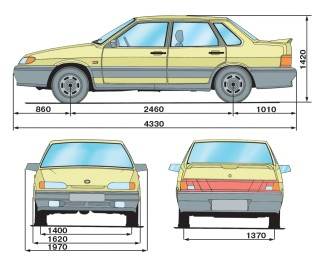а. Габаритные размеры (справочные) автомобиля ВАЗ-2115